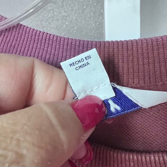 Joy Lab French Terry Sweatshirt Womens X-Small Red Pink Tie Dye Crop Boho Comfy - Picture 8 of 10